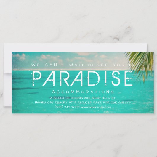 ビーチ結婚式の搭乗券のフロリダの鍵 招待状 (裏面)