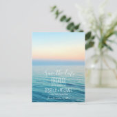 ビーチ結婚式の日没の日付の保存 案内ポストカード (スタンド正面)