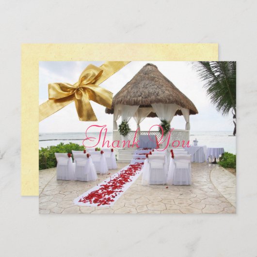 ビーチ結婚式の望楼はCard2感謝していしています サンキューカード (正面/裏面)