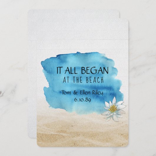 ビーチ結婚式の発願の更新式招待状 招待状 (正面/裏面)