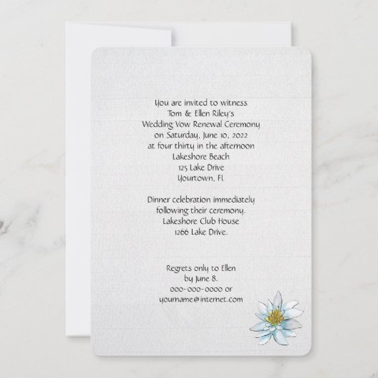 ビーチ結婚式の発願の更新式招待状 招待状 (裏面)