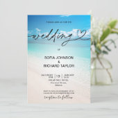 ビーチ結婚式の目的地の熱帯夏の海のinvi 招待状 (スタンド正面)