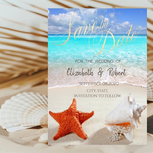 ビーチ結婚式の船酔い日記保存 セーブザデート