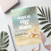 ビーチ結婚式の船首の文字列のライトSaveThe Date セーブザデート