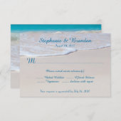 ビーチ結婚式の返信カード(メニューの選択あり) 出欠カード (正面/裏面)