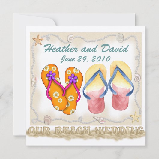 ビーチ結婚式の顧客改訂 招待状 (正面)