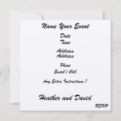 ビーチ結婚式の顧客改訂 招待状 (裏面)