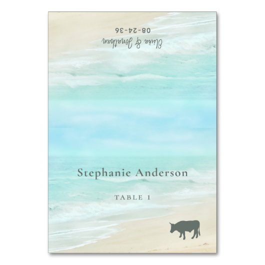 ビーチ結婚式の食事オプションテーブル座席表 テーブルナンバー (正面)