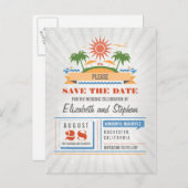 ビーチ結婚式はがきを保存する 案内ポストカード (正面/裏面)