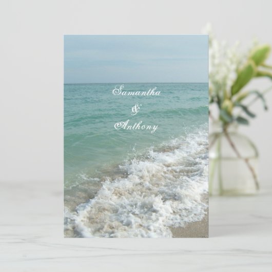 ビーチ結婚式または宛先ウェディングブルー海 招待状 (スタンド正面)