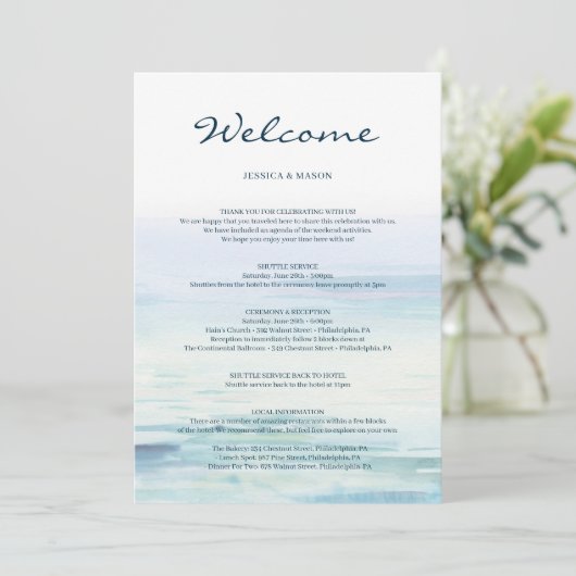 ビーチ結婚式ようこそ旅程レター プログラム (スタンド正面)