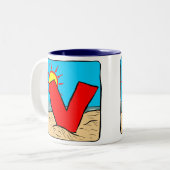 ビーチ結婚式アイディアレターV ツートーンマグカップ (正面左)