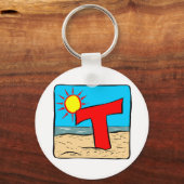 ビーチ結婚式アイディア文字T キーホルダー (正面)