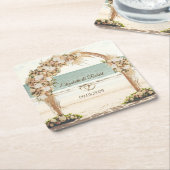 ビーチ結婚式アーバーバラ スクエアペーパーコースター (アングル)