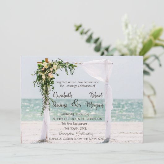ビーチ結婚式アーバーフローラ結婚式招待状 招待状 (スタンド正面)
