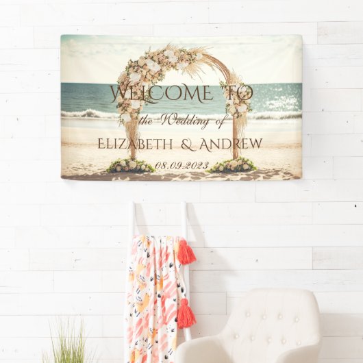 ビーチ結婚式アーバーロセ結婚スルの旗 横断幕 (インサイチュ)