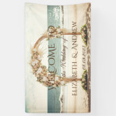 ビーチ結婚式アーバーロセ結婚スルの旗 横断幕 (縦)