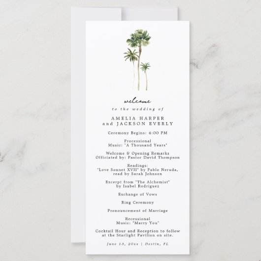 ビーチ結婚式イベント結婚式 プログラム (正面)