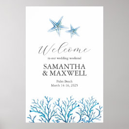 ビーチ結婚式ウィークエンドウェルカムサインヒトデ ポスター