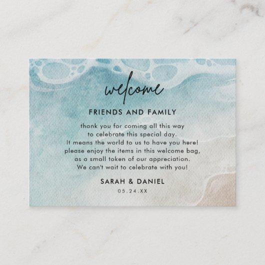 ビーチ結婚式ウェルカム抱き枕座席表 エンクロージャーカード (正面)