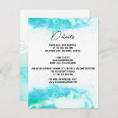 ビーチ結婚式ウォーターカラーブルーウェーブズゲスト詳細 エンクロージャーカード (正面/裏面)