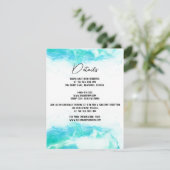 ビーチ結婚式ウォーターカラーブルーウェーブズゲスト詳細 エンクロージャーカード (スタンド正面)