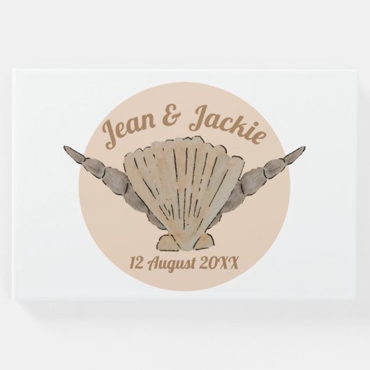 ビーチ結婚式ウオーターカラーシーシェル ゲストブック (正面)