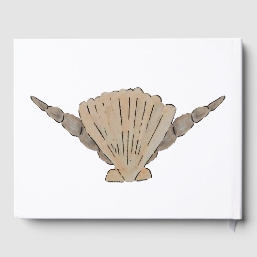 ビーチ結婚式ウオーターカラーシーシェル ゲストブック (裏面)