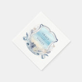 ビーチ結婚式エレガントクレストコースタルシック スタンダードカクテルナプキン (角)