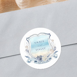 ビーチ結婚式エレガントクレストコースタルシック ラウンドシール