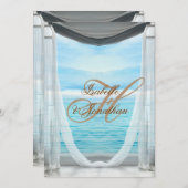 ビーチ結婚式エレガントドレープ&銅書道 招待状 (正面/裏面)