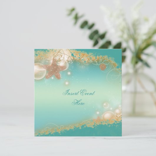 ビーチ結婚式エレガントパーティーテーマ 招待状 (スタンド正面)