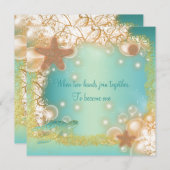 ビーチ結婚式エレガントパーティーテーマ 招待状 (正面/裏面)