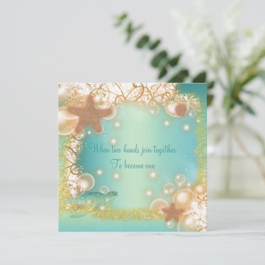 ビーチ結婚式エレガントパーティーテーマ 招待状 (スタンド正面)