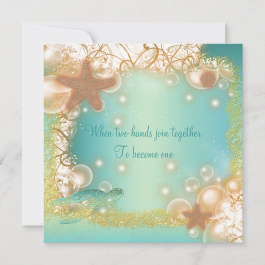 ビーチ結婚式エレガントパーティーテーマ 招待状 (正面)