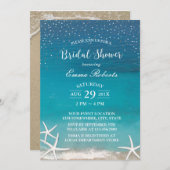 ビーチ結婚式エレガントヒトデブライダルシャワー 招待状 (正面/裏面)