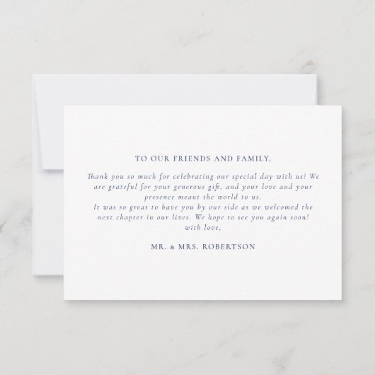 ビーチ結婚式エレガントモノグラムクレスト サンキューカード (裏面)