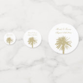 ビーチ結婚式エレガントヤシの木モノグラム表 コンフェッティ (正面)