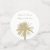 ビーチ結婚式エレガントヤシの木モノグラム表 コンフェッティ (スモール正面)
