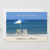 ビーチ結婚式エレガント椅子 招待状 (正面)