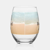 ビーチ結婚式カスタムのハートを砂でグルーミング ステムなしワイングラス (左)