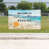 ビーチ結婚式カスタムウェルカムバナー 横断幕 (インサイチュ)