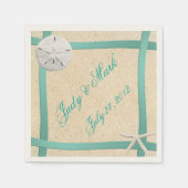 ビーチ結婚式カスタムサンドドル紙ナプキンズ スタンダードカクテルナプキン (正面)