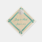 ビーチ結婚式カスタムサンドドル紙ナプキンズ スタンダードカクテルナプキン (角)