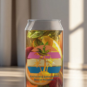 ビーチ結婚式カスタムトロピカルパームツリーサンセット ガラス缶