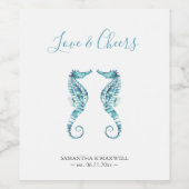 ビーチ結婚式カスタムワインボトルラベルシーホース ワインラベル (シングルラベル)