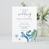 ビーチ結婚式カスタム招待状カードブルータコ 招待状 (スタンド正面)