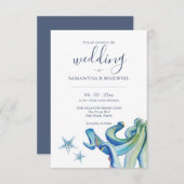 ビーチ結婚式カスタム招待状カードブルータコ 招待状 (正面/裏面)