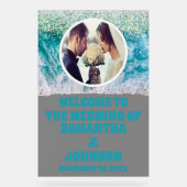 ビーチ結婚式カスタム歓迎 アクリルサイン (正面)