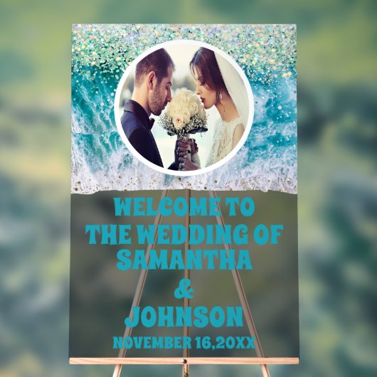 ビーチ結婚式カスタム歓迎 アクリルサイン (ニュートラル)